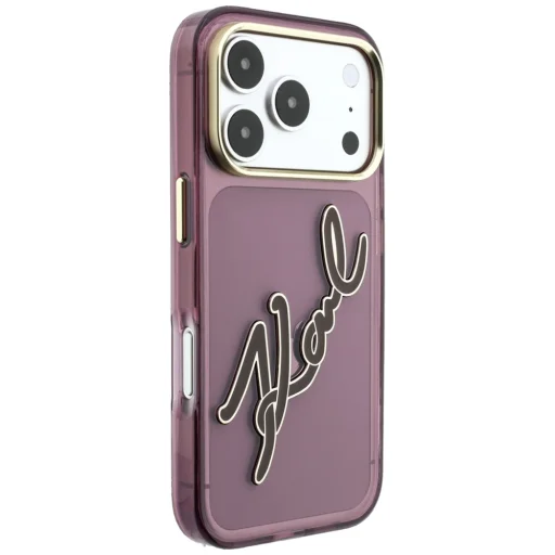 iPhone 18 Pro / 17 Pro bordový Karl Lagerfeld IML Big Signature živicový kryt s kovovým rámom - 4