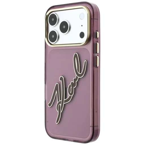 iPhone 18 Pro / 17 Pro bordový Karl Lagerfeld IML Big Signature živicový kryt s kovovým rámom - 2