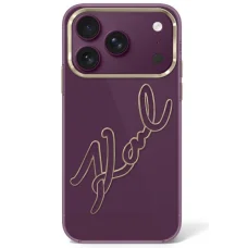 Karl Lagerfeld IML Big Signature műgyanta fémkeretes tok iPhone 18 Pro Max / 17 Pro Max készülékhez, bordó