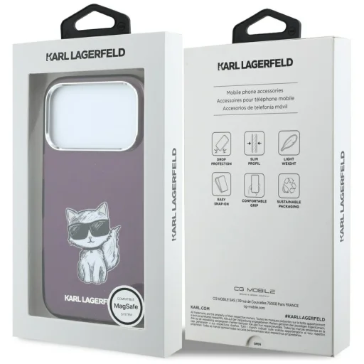 iPhone 18 Pro / 17 Pro bordové puzdro Karl Lagerfeld Choupette Body Sketch Print MagSafe - 7
