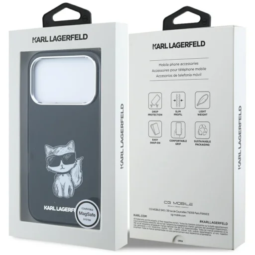 iPhone 18 Pro Max / 17 Pro Max čierny Karl Lagerfeld Choupette Body Sketch Print MagSafe kryt - 8