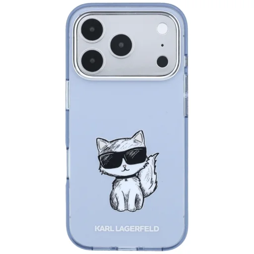  iPhone 18 Pro Max / 17 Pro Max világoskék Karl Lagerfeld IML Choupette Body Sketch Print MagSafe tok - 3