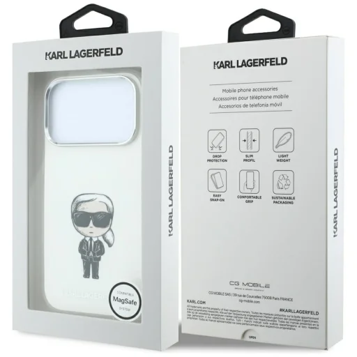 iPhone 18 Pro Max / iPhone 17 Pro Max béžový Karl Lagerfeld IML Ikonik Sketch Print MagSafe zadný kryt - 8