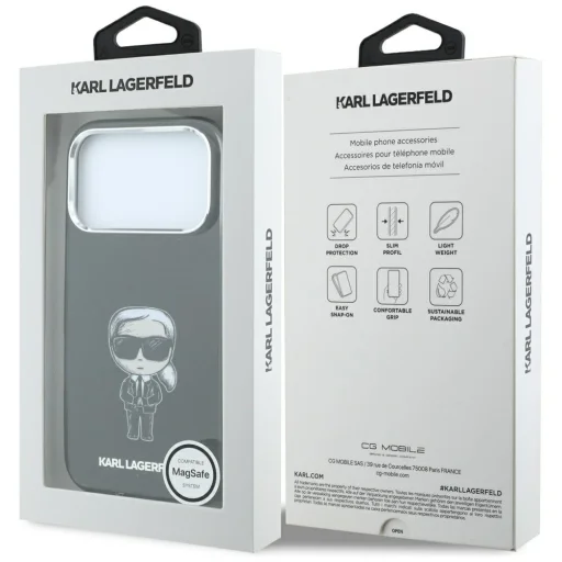 iPhone 18 Pro Max / 17 Pro Max čierne puzdro Karl Lagerfeld IML Ikonik Sketch Print MagSafe - 4