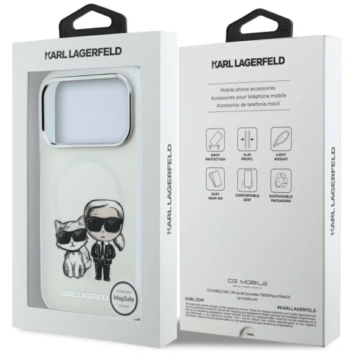 iPhone 18 Pro Max / 17 Pro Max bézs Karl Lagerfeld IML Karl&Choupette Bodies Sketch Print MagSafe tok - 8