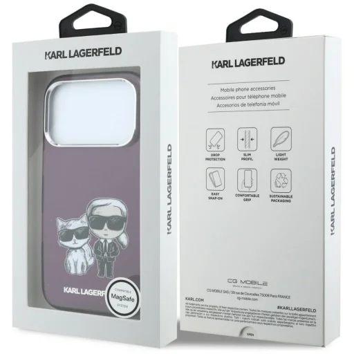 iPhone 18 Pro Max / 17 Pro Max zadný kryt, Karl Lagerfeld IML Karl&Choupette Bodies Sketch Print, kompatibilný s MagSafe, bordový - 8