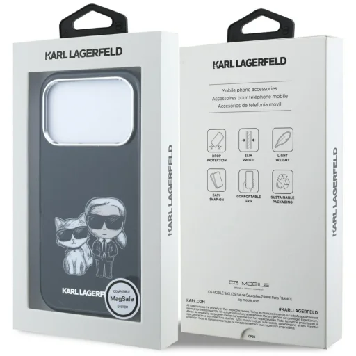  iPhone 18 Pro Max / 17 Pro Max fekete Karl Lagerfeld IML Karl&Choupette Bodies Sketch Print MagSafe tok - 8