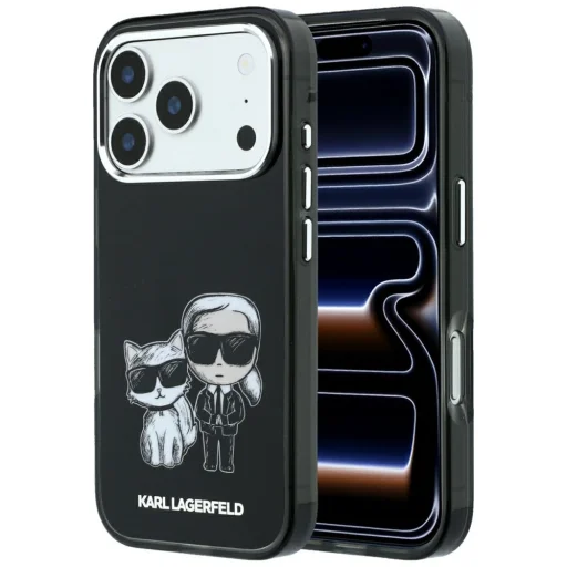  iPhone 18 Pro Max / 17 Pro Max fekete Karl Lagerfeld IML Karl&Choupette Bodies Sketch Print MagSafe tok - 1