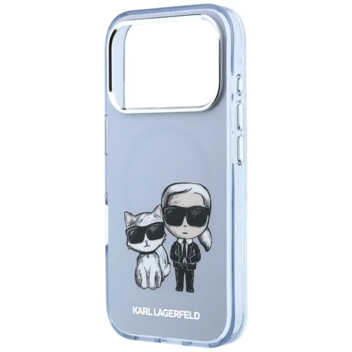  Apple iPhone 18 Pro Max / 17 Pro Max világoskék Karl Lagerfeld IML Karl&Choupette Bodies Sketch Print MagSafe tok - 6