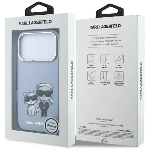  Apple iPhone 18 Pro Max / 17 Pro Max világoskék Karl Lagerfeld IML Karl&Choupette Bodies Sketch Print MagSafe tok - 8