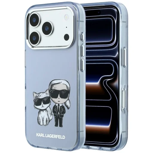  Apple iPhone 18 Pro Max / 17 Pro Max világoskék Karl Lagerfeld IML Karl&Choupette Bodies Sketch Print MagSafe tok - 1