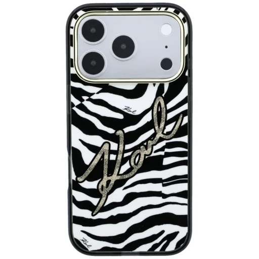  iPhone 18 Pro Max / 17 Pro Max arany Karl Lagerfeld IML Signature Zebra Glitter MagSafe tok - 3