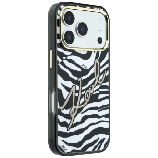  iPhone 18 Pro Max / 17 Pro Max arany Karl Lagerfeld IML Signature Zebra Glitter MagSafe tok - 4