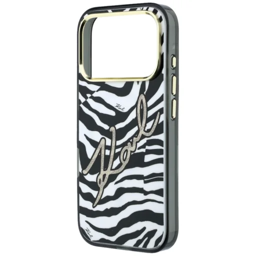  iPhone 18 Pro Max / 17 Pro Max arany Karl Lagerfeld IML Signature Zebra Glitter MagSafe tok - 6