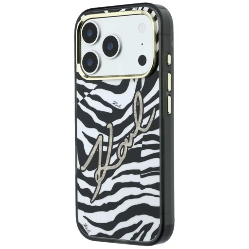  iPhone 18 Pro Max / 17 Pro Max arany Karl Lagerfeld IML Signature Zebra Glitter MagSafe tok - 2