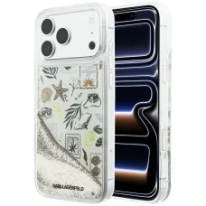 Karl Lagerfeld Liquid Glitter Beach & Sand keménytok iPhone 18 Pro Max / iPhone 17 Pro Max készülékhez, bézs