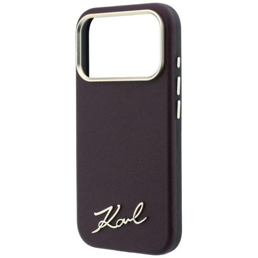  iPhone 18 Pro Max / 17 Pro Max bordó Karl Lagerfeld Saffiano Small Script Metal Logo MagSafe tok - 6