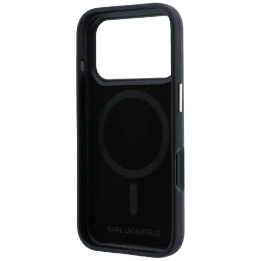  iPhone 18 Pro Max / 17 Pro Max bordó Karl Lagerfeld Saffiano Small Script Metal Logo MagSafe tok - 7