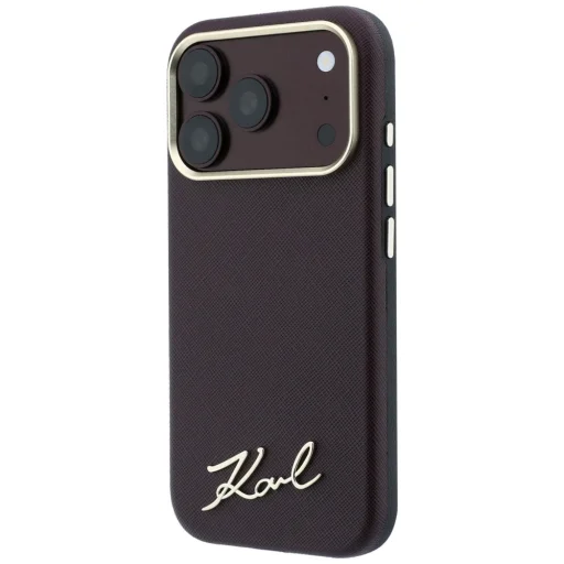  iPhone 18 Pro Max / 17 Pro Max bordó Karl Lagerfeld Saffiano Small Script Metal Logo MagSafe tok - 2