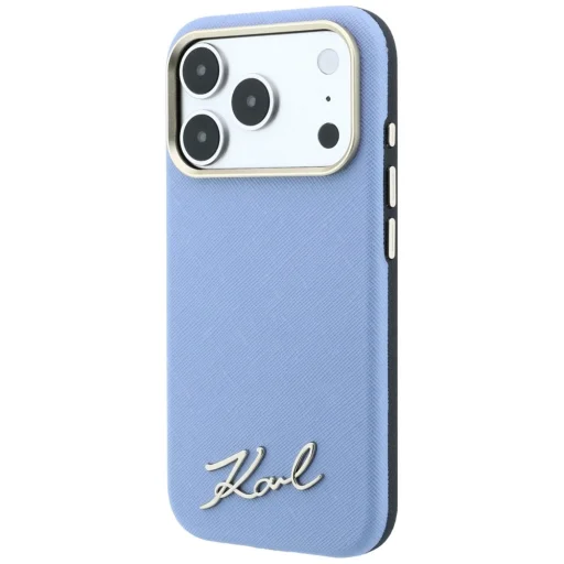  iPhone 18 Pro Max / 17 Pro Max világoskék Karl Lagerfeld Saffiano Small Script Metal Logo MagSafe tok - 2