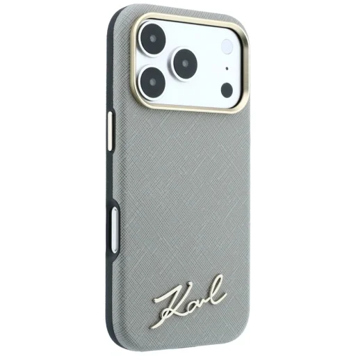 iPhone 18 Pro Max / 17 Pro Max bézs Karl Lagerfeld Saffiano Small Script Metal Logo MagSafe tok - 4