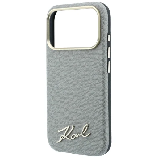  iPhone 18 Pro Max / 17 Pro Max bézs Karl Lagerfeld Saffiano Small Script Metal Logo MagSafe tok - 6