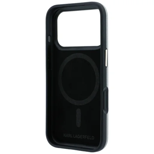  iPhone 18 Pro Max / 17 Pro Max bézs Karl Lagerfeld Saffiano Small Script Metal Logo MagSafe tok - 7