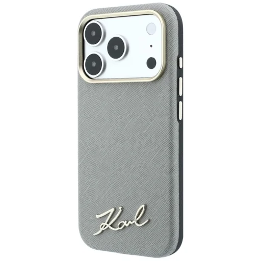  iPhone 18 Pro Max / 17 Pro Max bézs Karl Lagerfeld Saffiano Small Script Metal Logo MagSafe tok - 2
