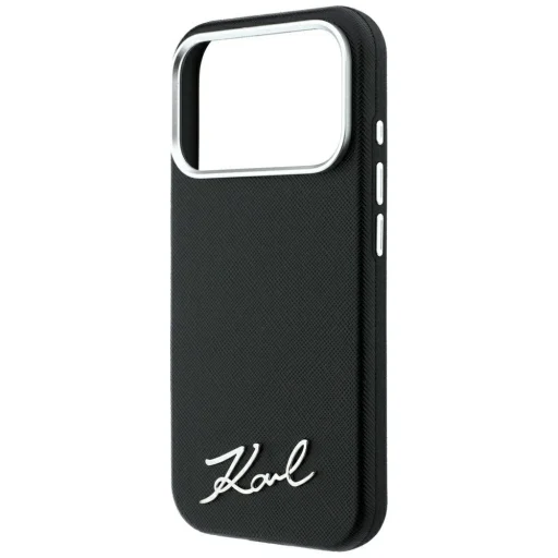  Apple iPhone 18 Pro Max / 17 Pro Max fekete Karl Lagerfeld Saffiano Small Script Metal MagSafe tok - 6