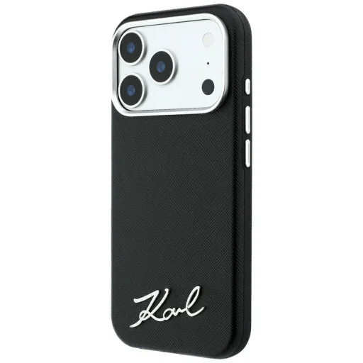  Apple iPhone 18 Pro Max / 17 Pro Max fekete Karl Lagerfeld Saffiano Small Script Metal MagSafe tok - 2