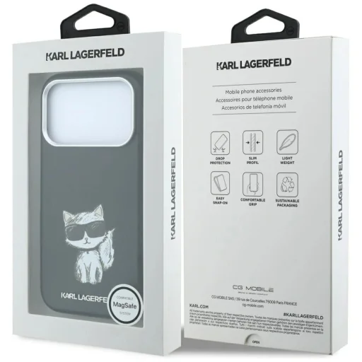 Čierny kryt Karl Lagerfeld Smooth Choupette Sketch MagSafe pre iPhone 18 Pro / 17 Pro - 6