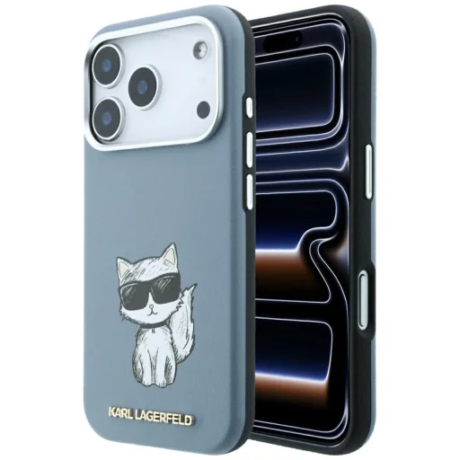 Apple iPhone 18 Pro / 17 Pro svetlomodré puzdro Karl Lagerfeld Smooth Choupette Sketch MagSafe - 1