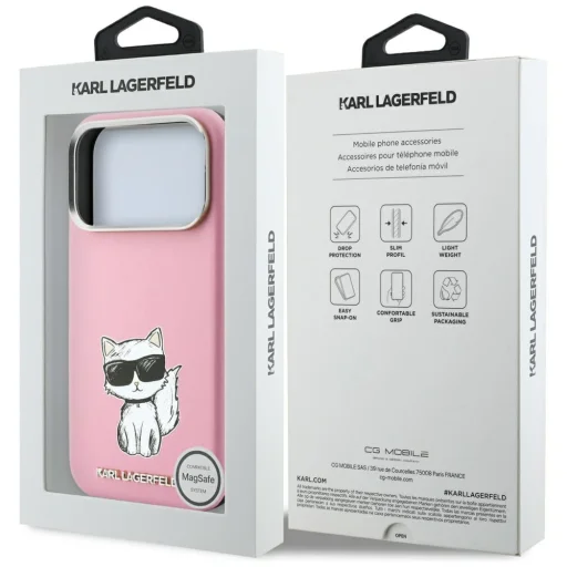 iPhone 18 Pro / 17 Pro ružový kryt Karl Lagerfeld Smooth Choupette Sketch MagSafe - 8