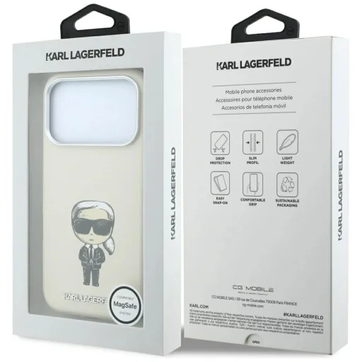 iPhone 18 Pro / 17 Pro béžový kryt Karl Lagerfeld Smooth Ikonik Sketch MagSafe - 8