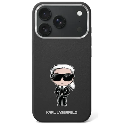 Apple iPhone 18 Pro / 17 Pro čierne puzdro Karl Lagerfeld Smooth Ikonik Sketch MagSafe - 1