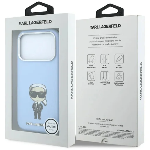 iPhone 18 Pro / 17 Pro svetlomodré puzdro Karl Lagerfeld Smooth Ikonik Sketch MagSafe - 4