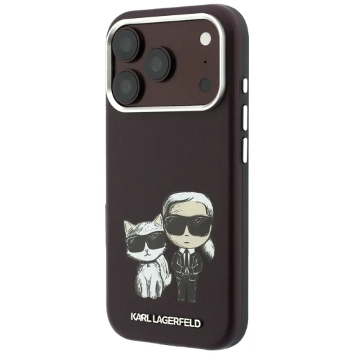 iPhone 18 Pro / 17 Pro bordový Karl Lagerfeld Smooth Karl & Choupette Bodies Sketch MagSafe pevný kryt - 2