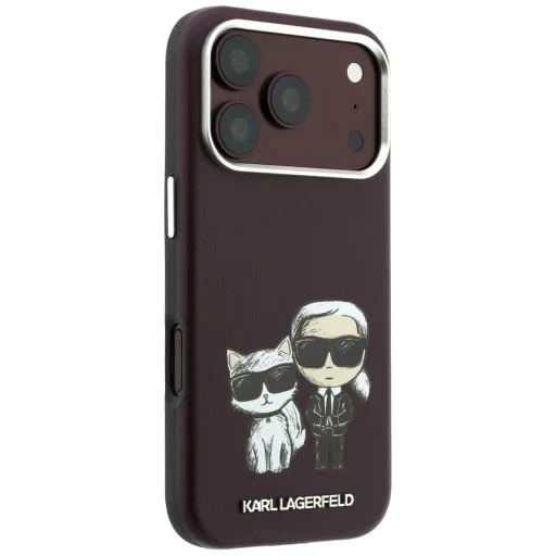 iPhone 18 Pro / 17 Pro bordový Karl Lagerfeld Smooth Karl & Choupette Bodies Sketch MagSafe pevný kryt - 4