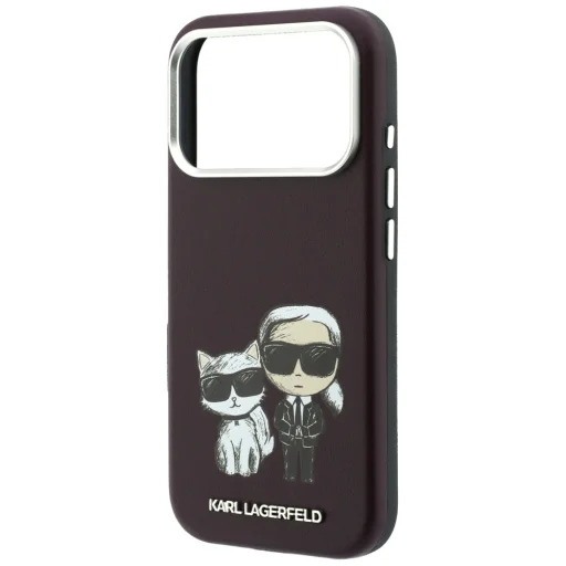 iPhone 18 Pro / 17 Pro bordový Karl Lagerfeld Smooth Karl & Choupette Bodies Sketch MagSafe pevný kryt - 6