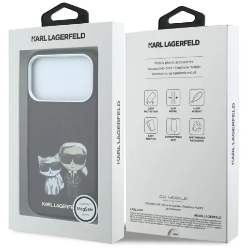 iPhone 18 Pro / 17 Pro bordový Karl Lagerfeld Smooth Karl & Choupette Bodies Sketch MagSafe pevný kryt - 8