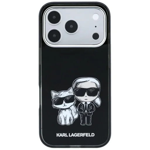 iPhone 18 Pro / 17 Pro čierny Karl Lagerfeld Smooth Karl & Choupette Bodies Sketch MagSafe pevný kryt - 3