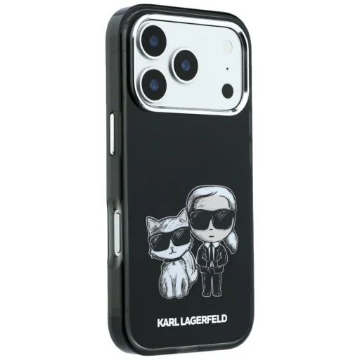 iPhone 18 Pro / 17 Pro čierny Karl Lagerfeld Smooth Karl & Choupette Bodies Sketch MagSafe pevný kryt - 4