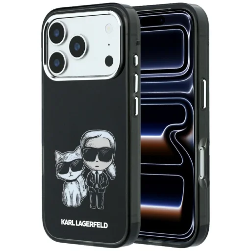 iPhone 18 Pro / 17 Pro čierny Karl Lagerfeld Smooth Karl & Choupette Bodies Sketch MagSafe pevný kryt - 1