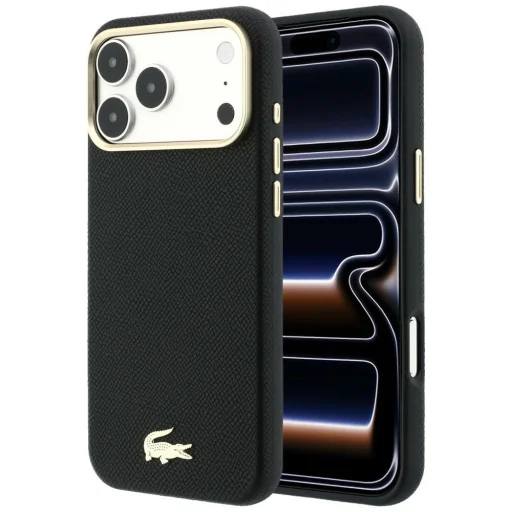  Apple iPhone 18 Pro Max / 17 Pro Max fekete Lacoste Champs Elysees Embossed MagSafe hátlap tok - 1