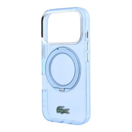  iPhone 18 Pro Max / 17 Pro Max kék Lacoste IML fényes MagSafe gyűrűs állványtok - 6