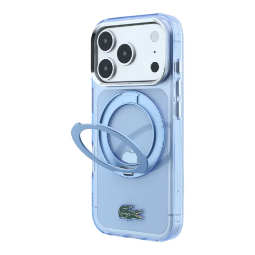  iPhone 18 Pro Max / 17 Pro Max kék Lacoste IML fényes MagSafe gyűrűs állványtok - 8
