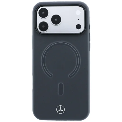 iPhone 18 Pro / 17 Pro Mercedes-Benz kožené 3D MagSafe puzdro, antracit - 3