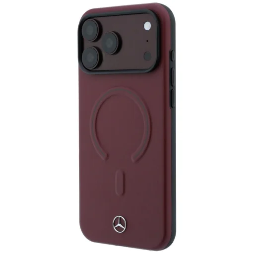 iPhone 18 Pro / 17 Pro bordové kožené 3D MagSafe puzdro Mercedes - 2