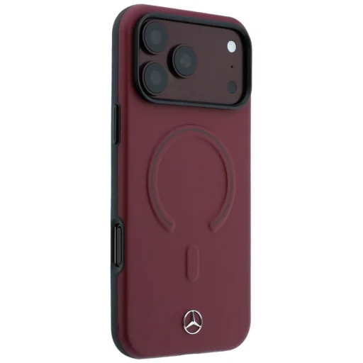 iPhone 18 Pro / 17 Pro bordové kožené 3D MagSafe puzdro Mercedes - 4