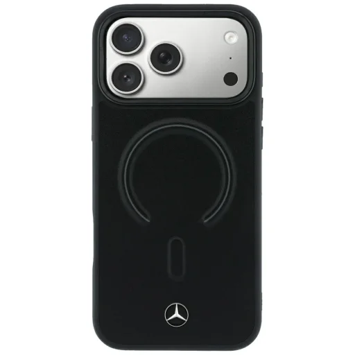 iPhone 18 Pro / 17 Pro čierne puzdro Mercedes-Benz Leather 3D MagSafe - 3